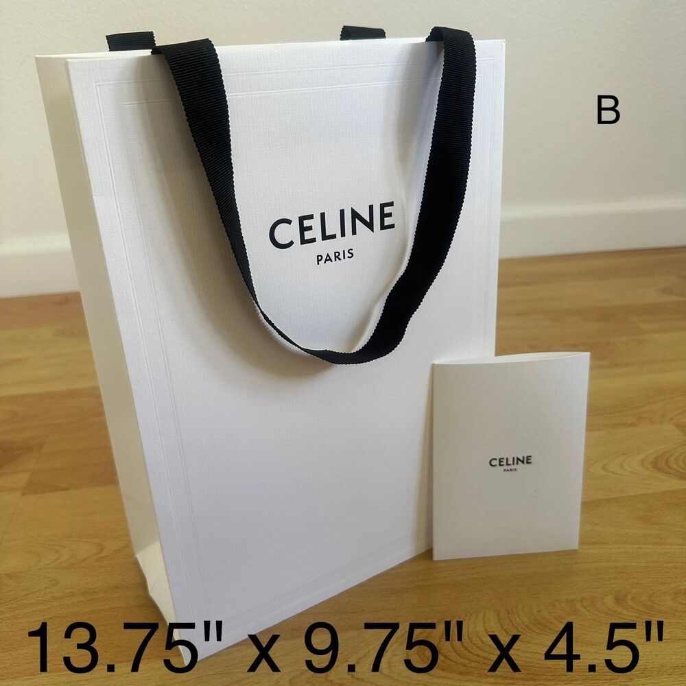Celine Paper Shopping Bag - white medium, 13.75" x 9.75" x 4.5" [B]